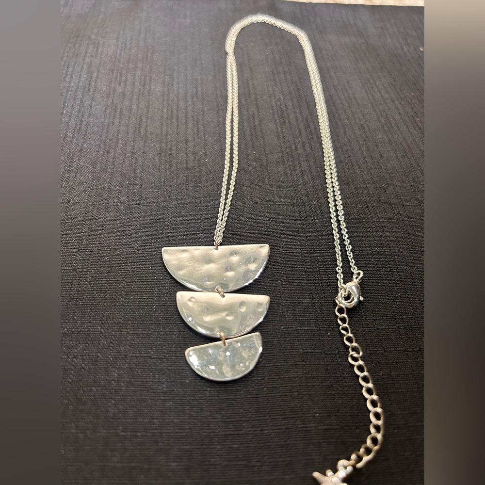 Aster Azalea Pendant Chain Silver Tone Necklace - 16”